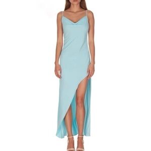 Amanda Uprichard Cowl Neck Gown in Sky Blue size Medium